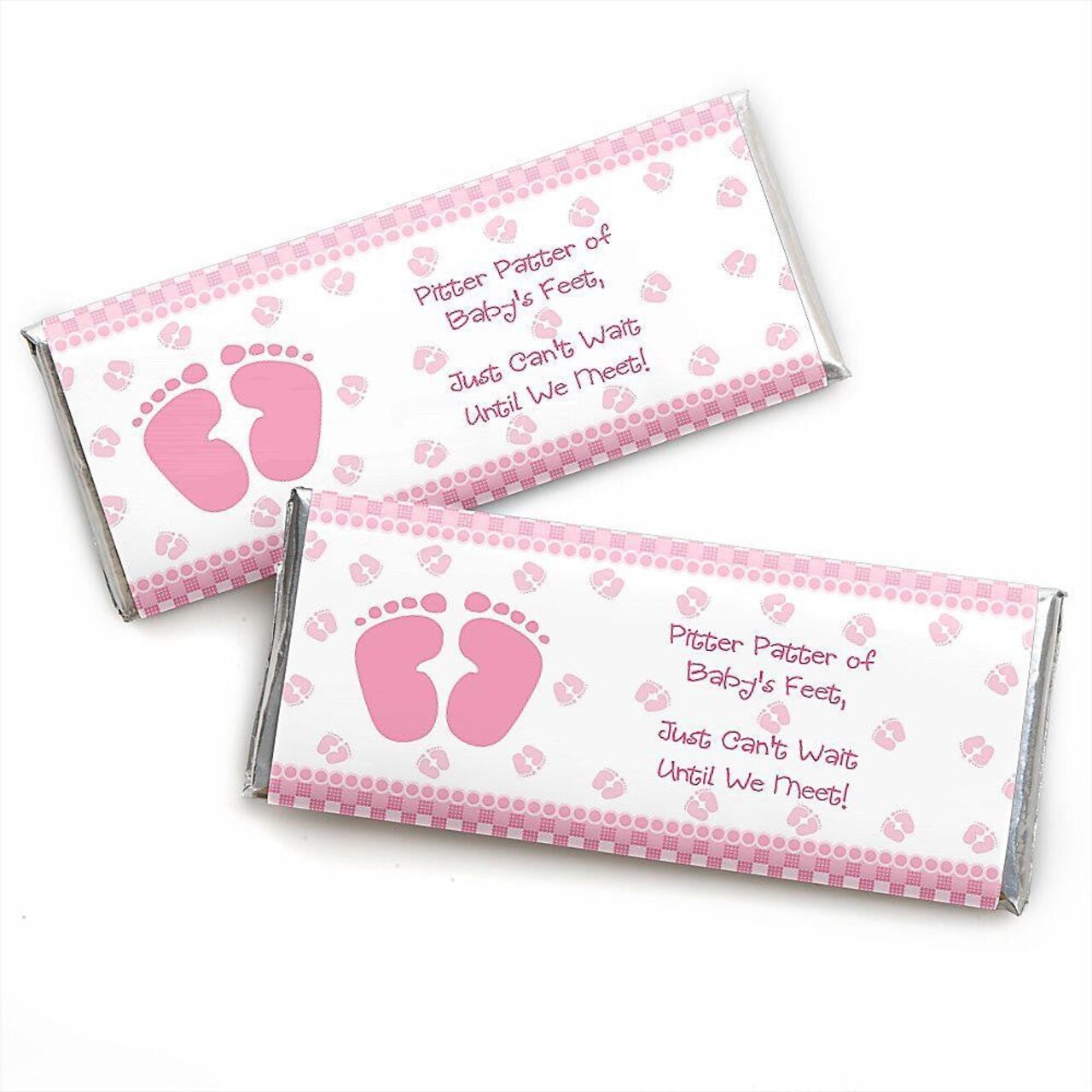Big Dot of Happiness Baby Feet Pink - Candy Bar Wrappers Girl Baby Shower Favors - Set of 24
